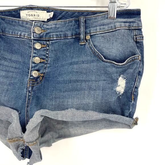 Torrid Button Fly Jean Cut Off Short Shorts Blue Size 16 - Picture 5 of 8